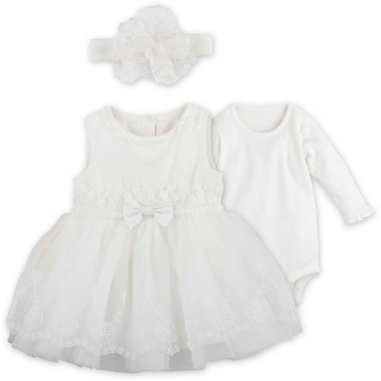 idilbaby Baptism set - Dress - White - Size 0-3m
