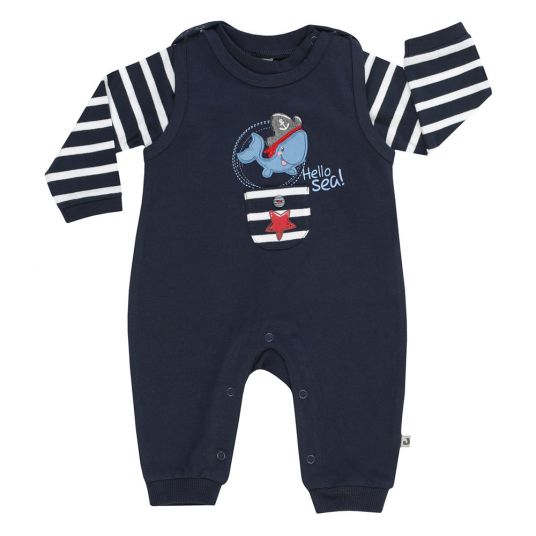 Jacky 2-piece set romper + long sleeve shirt Ocean Boy - stripes blue white - size 56
