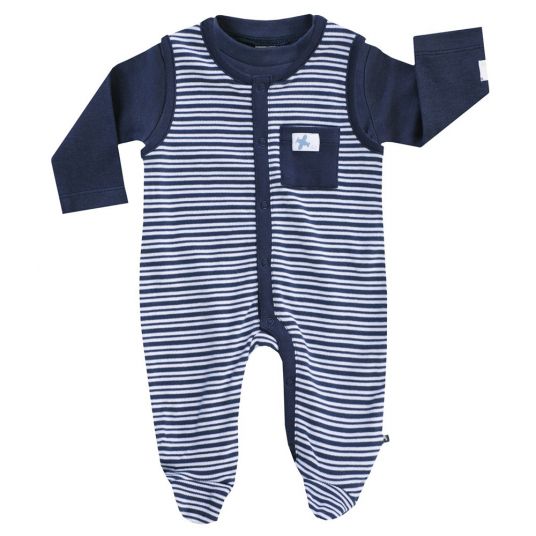 Jacky 2-piece set romper + long sleeve shirt Up in the Air - stripes dark blue white - size 50