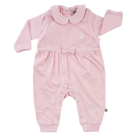 Jacky 2-piece set romper without foot + long sleeve shirt Hearts - dots pink - size 56