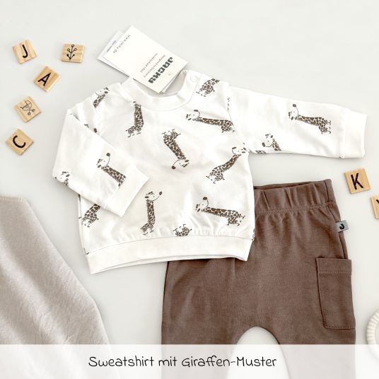 Jacky 2-tlg. Set Sweatshirt & Hose - Giraffe Allover - Mokka Offwhite - Gr. 74