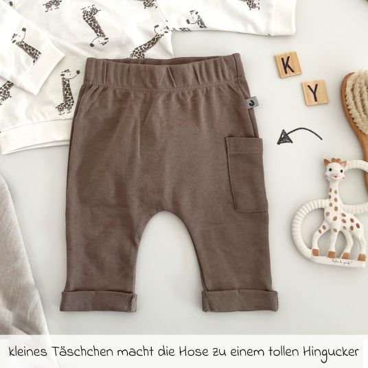 Jacky 2-tlg. Set Sweatshirt & Hose - Giraffe Allover - Mokka Offwhite - Gr. 74