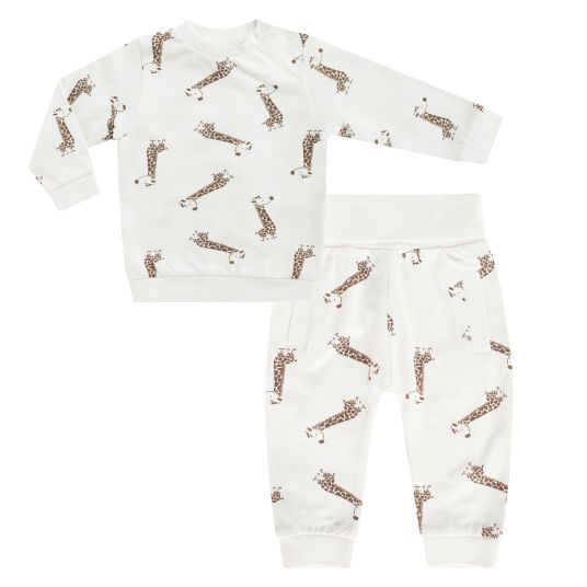 Jacky 2-tlg. Set Sweatshirt & Hose - Giraffe Allover - Offwhite - Gr. 74