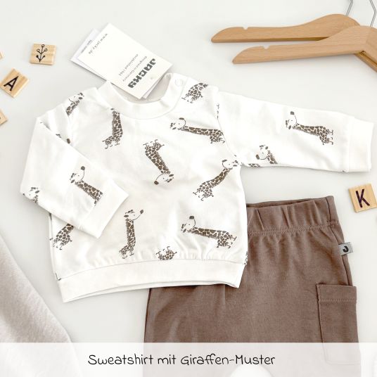 Jacky 2-tlg. Set Sweatshirt & Hose - Giraffe Allover - Offwhite - Gr. 74