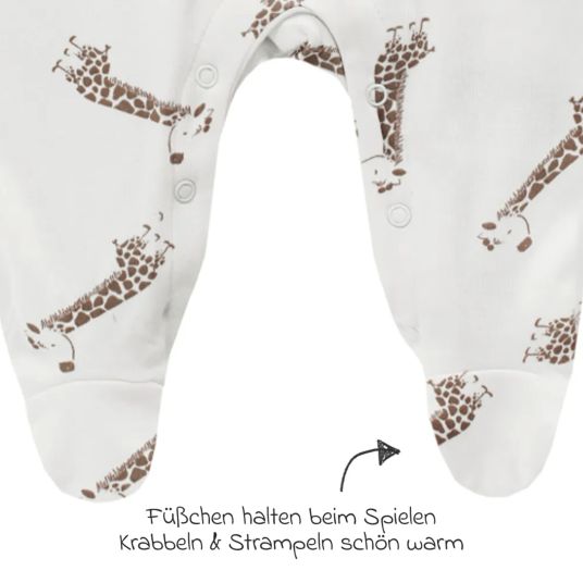 Jacky 8-tlg. Set Strickjacke, 2x Strampler, 2x Langarmshirt, Wickelbody, Jogginghose & Schlafanzug - Giraffe & Elefant - Offwhite Mokka - Gr. 68