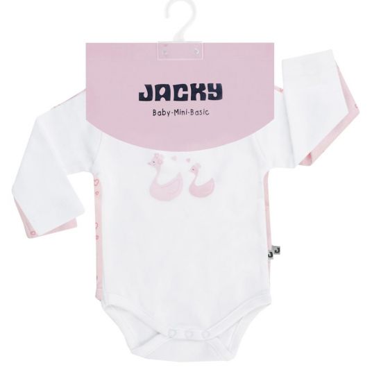 Jacky Body Long Sleeve 2 Pack - Little Swan Pink White - Size 50/56