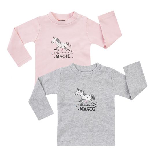 Jacky Long Sleeve Shirt 2 Pack - Unicorn Pink Grey - Size 50/56