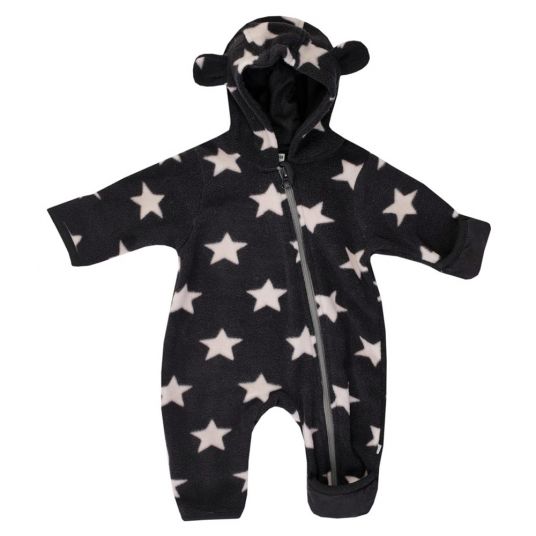 Jacky Jumpsuit fleece with hood - stars dark gray - size 56