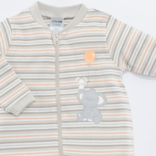 Jacky Schlafanzug 1tlg. Elephant - Ringel Beige - Gr. 56