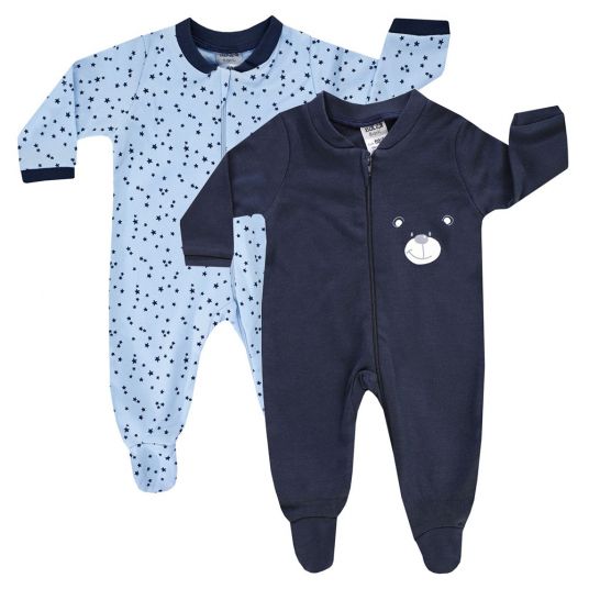 Jacky Pajamas one-piece 2-pack - Bear Navy Light Blue - Gr. 50/56