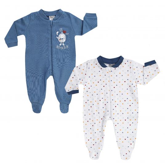 Jacky Pajamas one-piece 2-pack - Little Monster Blue - size 50