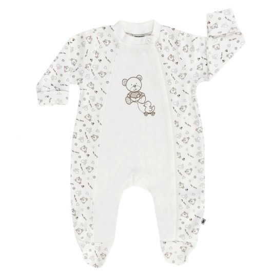 Jacky Pajamas one-piece suit incl. scratch mittens Bear - Allover Offwhite - Gr. 56