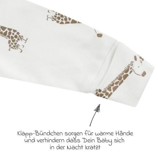 Jacky Schlafanzug inkl. Kratzfäustlinge - Giraffe Allover - Offwhite - Gr. 74