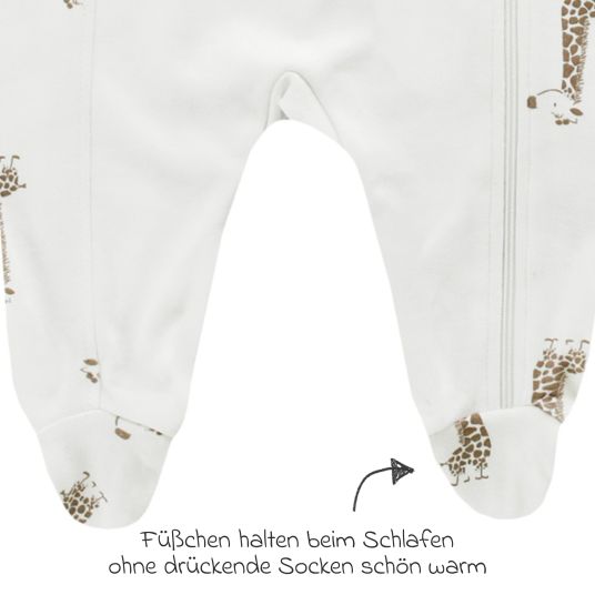 Jacky Schlafanzug inkl. Kratzfäustlinge - Giraffe Allover - Offwhite - Gr. 74