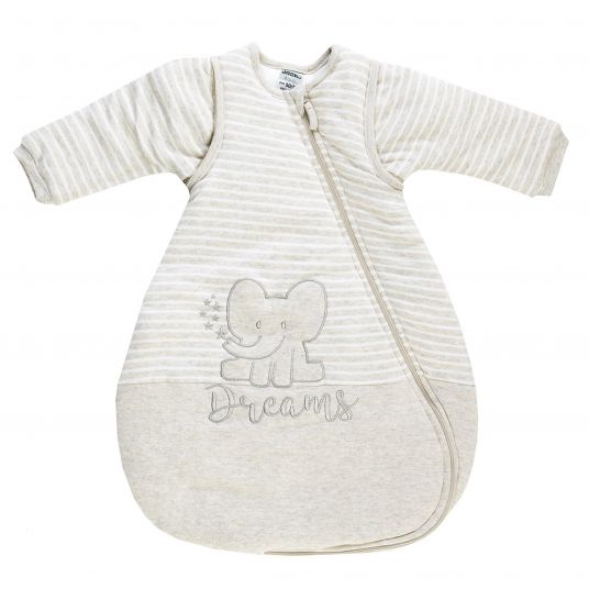 Jacky Sleeping bag padded sleeves removable Organic Cotton - Elephant Dreams Beige - Size 50/56