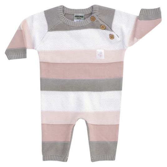 Jacky Knit Overall - Stripe Old Pink Grey White - Size 62