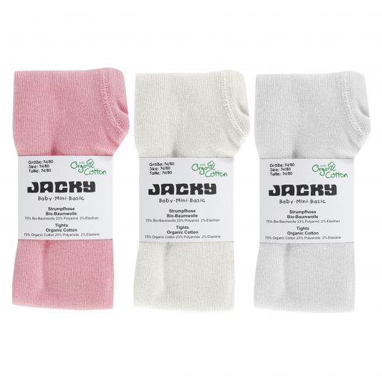 Jacky Tights 3 pack - white, offwhite and pink - size 62/68