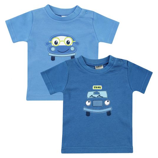Jacky T-shirt 2-pack - car blue white - size 50/56