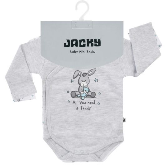 Jacky Wrap body long sleeve 2-pack - Donkey light gray melange white - size 50/56
