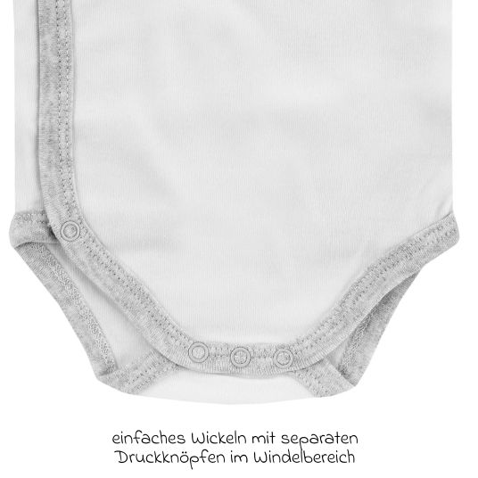 Jacky Wrap Body Long Sleeve 3 Pack - Grey Melange, Striped & Offwhite - Size 62/68