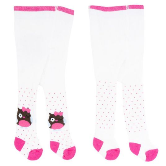 Jacobs Babymoden Pack of 2 thermal tights owl polka dots - Ecru Pink - Size 50 / 56