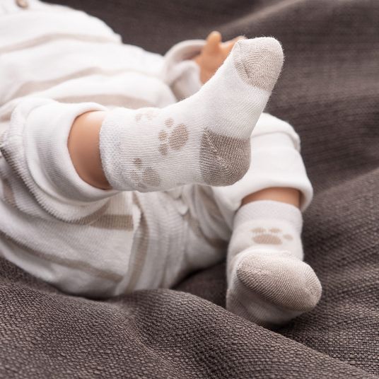 Jacobs Babymoden Erstlingssocken 6er Pack - Bär - Beige - Gr. 0 - 3 Monate