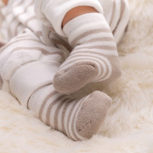 Jacobs Babymoden Erstlingssocken 6er Pack - Bär - Beige - Gr. 0 - 3 Monate