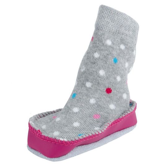 Jacobs Babymoden Cottage shoe polka dots - Grey Pink - Size 23 / 24