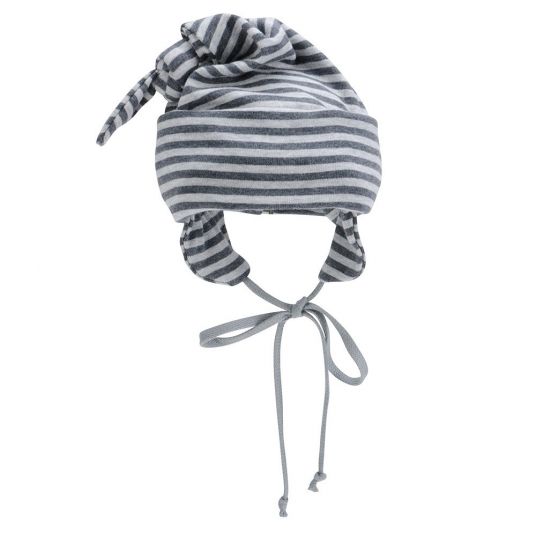 Jacobs Babymoden Knotted cap striped - anthracite gray - size 38 / 40