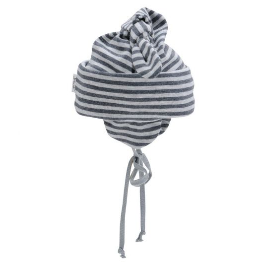Jacobs Babymoden Knotted cap striped - anthracite gray - size 38 / 40