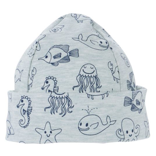 Jacobs Babymoden Cap with envelope - marine animals gray navy - size 38/40