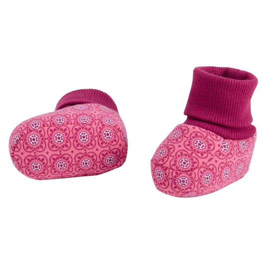 Jacobs Babymoden Schuh mit Bündchen - Blumen Rosa - Gr. 15/16