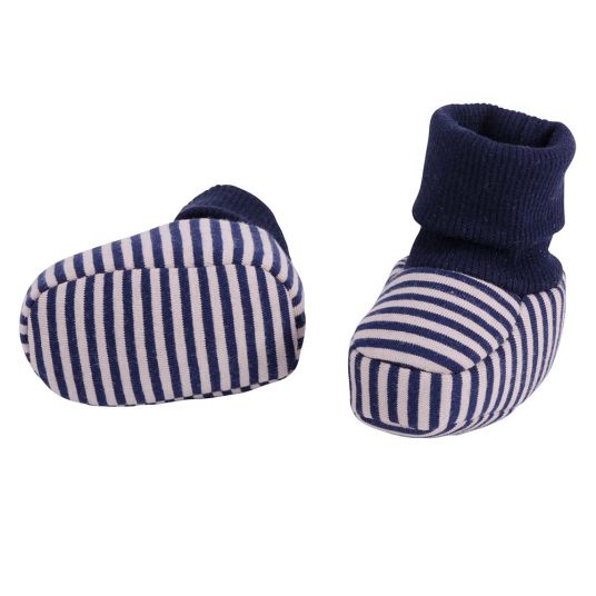 Jacobs Babymoden Shoe with cuff - striped navy beige - size 15/16
