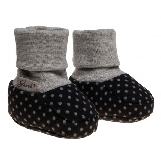 Jacobs Babymoden Shoe with cuff - polka dots black gray - size 15 / 16