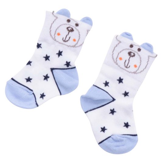 Jacobs Babymoden Socks 2 Pack - Pilot & Bear Navy Ecru - Size 17/18