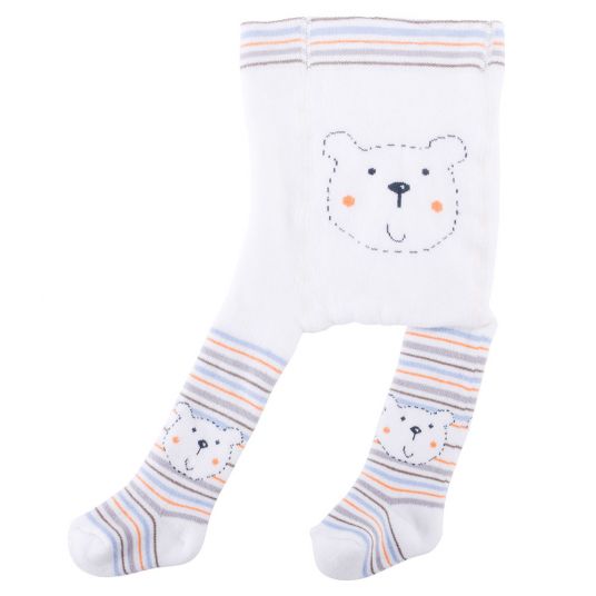 Jacobs Babymoden Thermo tights - bear striped white - size 50/56