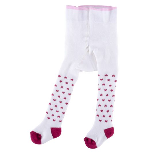 Jacobs Babymoden Thermo-Strumpfhose - Herzchen Offwhite - Gr. 50/56