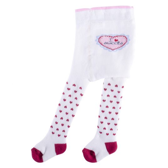 Jacobs Babymoden Thermo-Strumpfhose - Herzchen Offwhite - Gr. 50/56