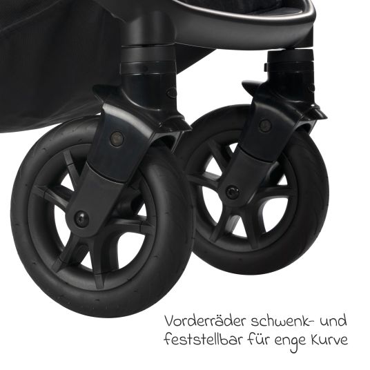 joie 2in1 combi stroller set Finiti up to 22 kg load capacity with reclining position, stroller chain, cuddly toy, telescopic push bar, sports seat, Ramble XL carrycot, adapter & accessory pack - Signature - Carbon