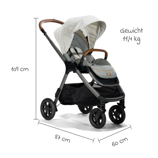 joie 2in1 combi stroller set Finiti up to 22 kg load capacity with reclining position, stroller chain, cuddly toy, telescopic push bar, sports seat, Ramble XL carrycot, adapter & accessory pack - Signature - Oyster