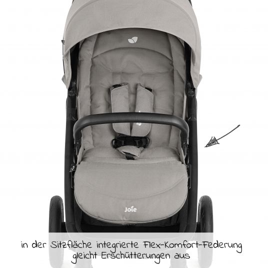 joie 2in1 Kombi-Kinderwagen-Set Litetrax Pro Air bis 22 kg belastbar mit Luftreifen, Schieber-Ablagefach, Babywanne Ramble, Adapter & Zubehör Paket - Pebble