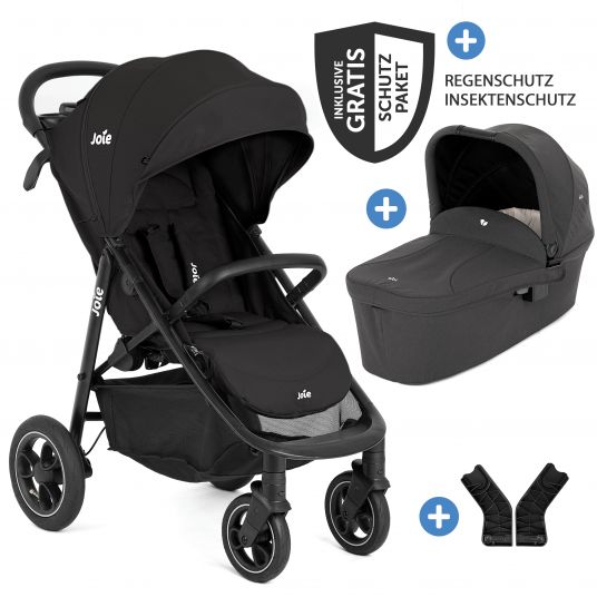 joie 2in1 baby carriage set Litetrax Pro Air up to 22 kg load capacity with pneumatic tires, pusher storage compartment, carrycot Ramble, adapter & accessories package - Shale