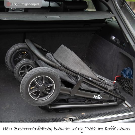 joie 2in1 Kombi-Kinderwagen-Set Litetrax Pro Air bis 22 kg belastbar mit Luftreifen, Schieber-Ablagefach, Babywanne Ramble, Adapter & Zubehör Paket - Shale