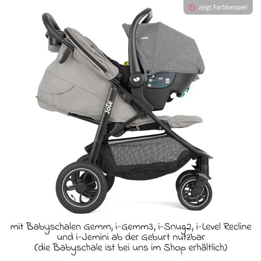joie 2in1 baby carriage set Litetrax Pro Air up to 22 kg load capacity with pneumatic tires and baby carriage chain & ring clutch - pusher storage compartment, Ramble carrycot, adapter & accessory pack - Rosemary