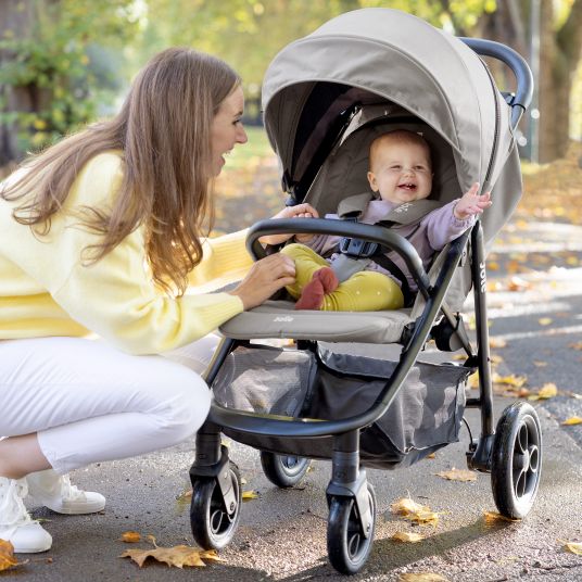 joie 2in1 baby carriage set Litetrax Pro up to 22 kg load capacity with push bar storage compartment, Ramble carrycot, adapter & accessories package - Pebble