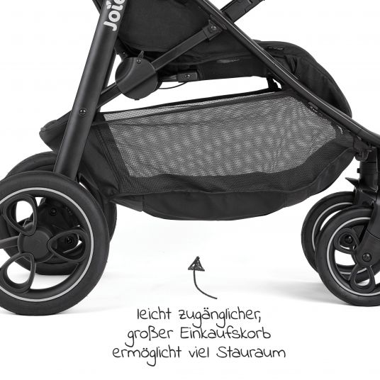 joie 2in1 Kombi-Kinderwagen-Set Litetrax Pro bis 22 kg belastbar mit Schieber-Ablagefach, Babywanne Ramble, Adapter & Zubehör Paket - Shale