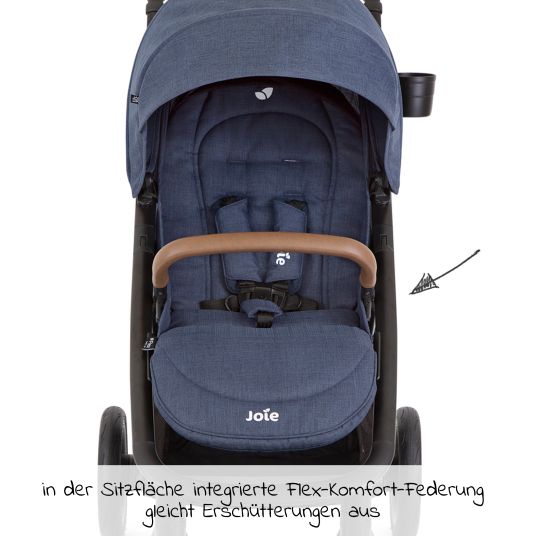 joie 2in1 Kombi-Kinderwagen-Set Mytrax Pro bis 22 kg belastbar mit Kinderwagenkette & Ring-Greifling - Teleskopschieber, Getränkehalter, Babywanne Ramble, Adapter & Zubehörpaket - Blueberry