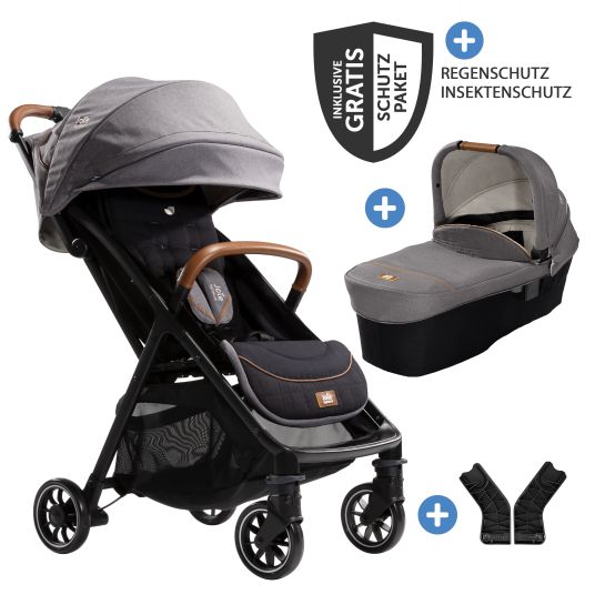 joie 2in1 baby carriage set Parcel up to 22 kg load capacity with reclining function, Ramble XL carrycot, adapter, raincover, insect screen & carrycot - Signature - Carbon