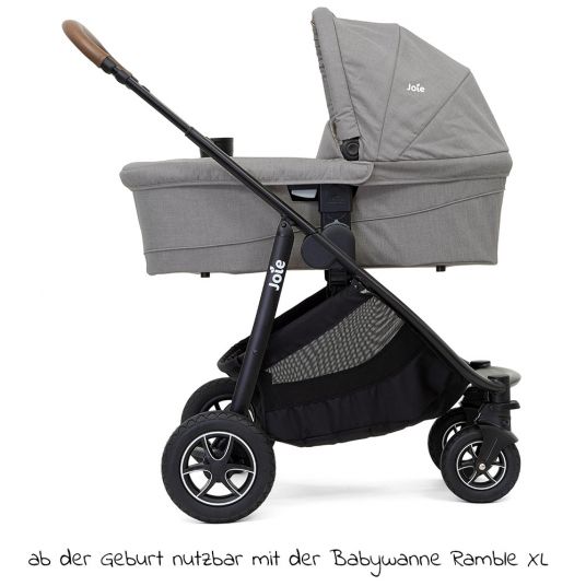 joie 2in1 Kombi-Kinderwagen-Set Versatrax bis 22 kg belastbar mit Sportsitz, Babywanne, Adapter & Regenschutz - Gray Flannel