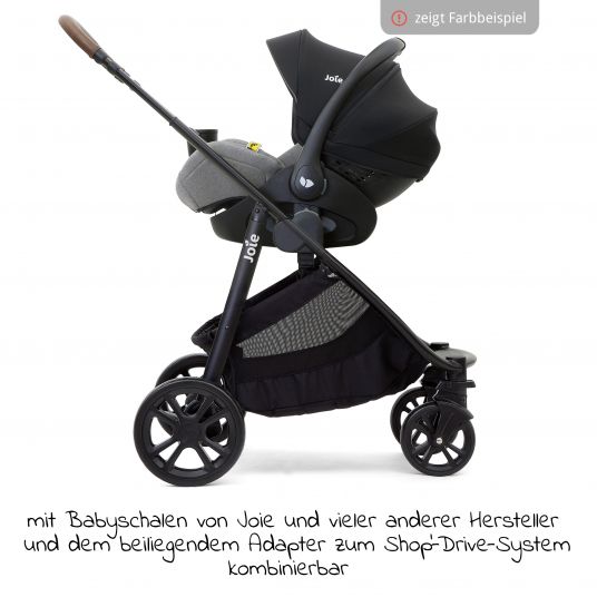 joie 2in1 Kombi-Kinderwagen-Set Versatrax bis 22 kg belastbar mit Sportsitz, Babywanne, Adapter & Regenschutz - Gray Flannel